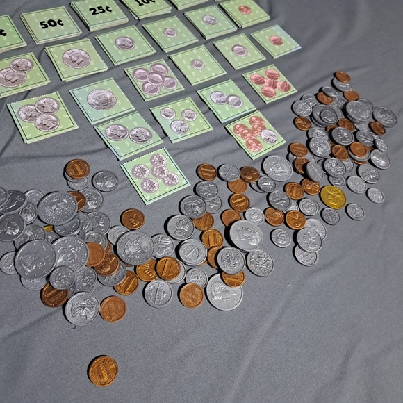 Coin Counting Play Money Plastic Coins Educational Learning Homeschool - Picture 3 of 3